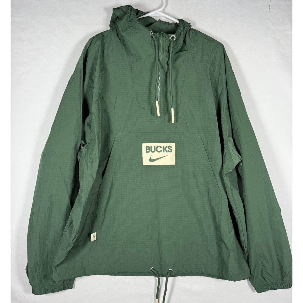 NWT Nike Milwaukee Bucks Anorak Jacket Mens XL Green Bucks Club CTS 1/4 Zip $100